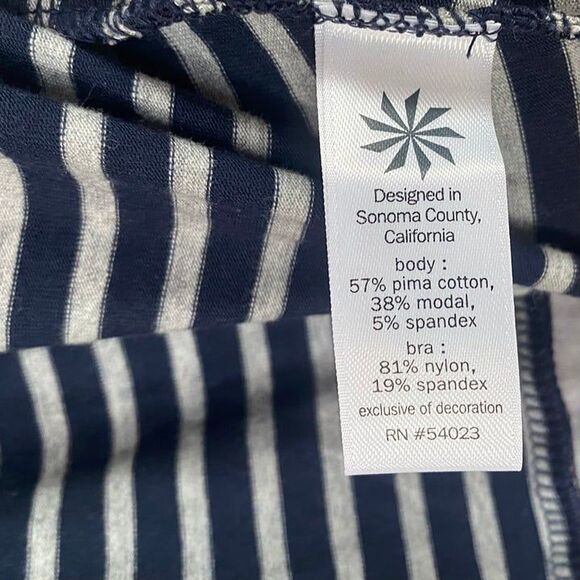 ATHLETA EMBER NAVY BLUE GRAY STRIPE RACERBACK SUPPORT TANK DRESS Womens Sz Small - Picture 9 of 12